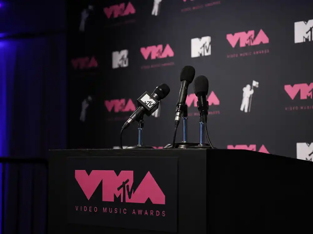 Press room microphones where Grammy winners 2026 honorees answered questions after the February 1 telecast