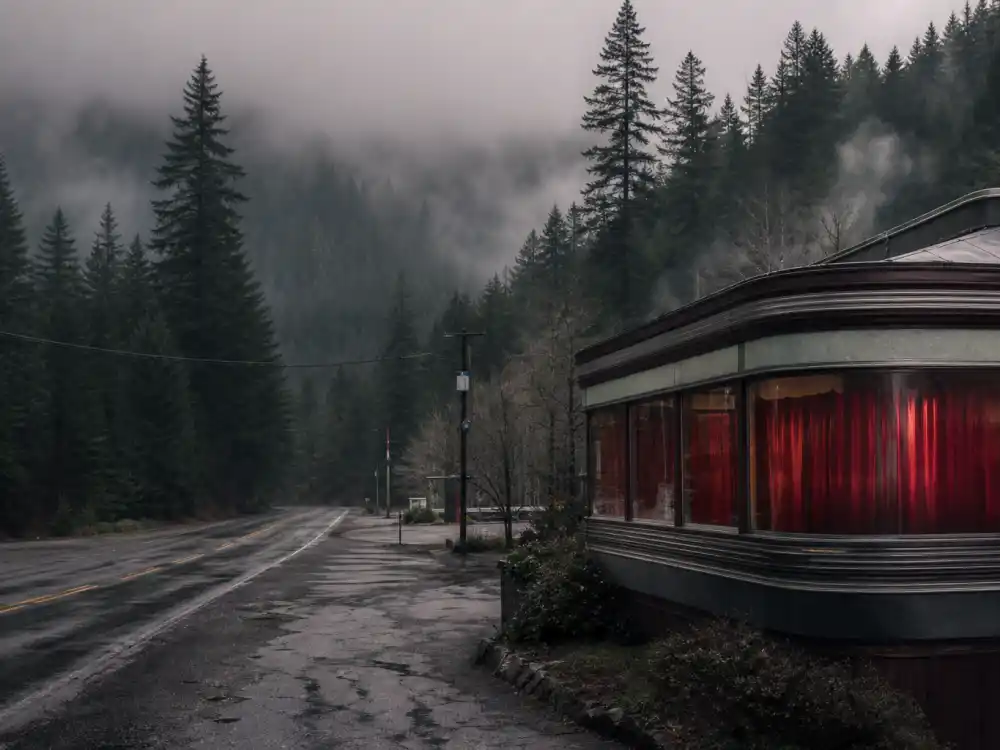 Misty Pacific Northwest road and diner evoke surreal mystery series among great TV shows that never won an Emmy despite reshaping television