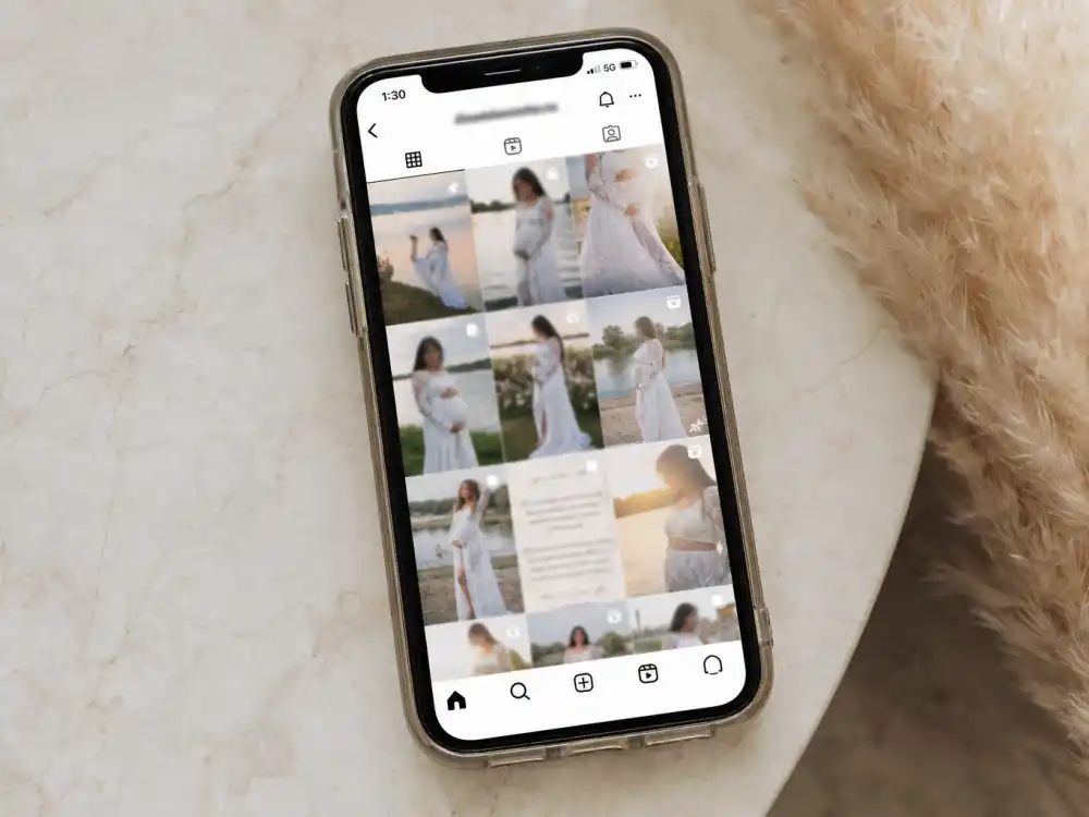 Instagram carousel pregnancy photo shoot for Hailey Bieber pregnancy announcement timeline — white lace bump debut verified by People
