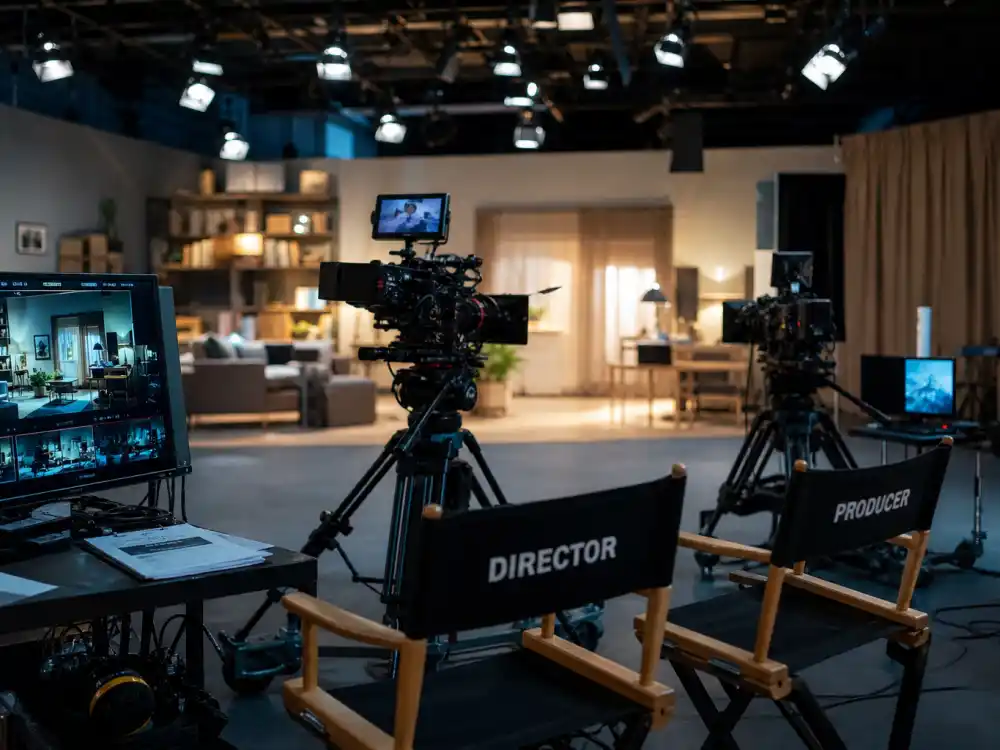 A television production soundstage showing the steady TV acting career Haley Joel Osment built as an adult