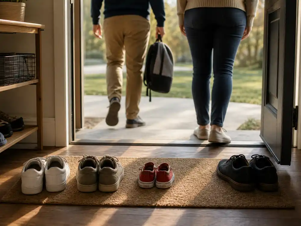 Blended family entryway shoes for Halsey baby announcement 2025 — co-parenting Ender with Alev Aydin and Avan Jogia stepdad bond