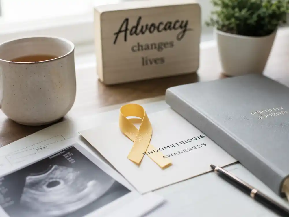 Endometriosis advocacy desk for Halsey baby announcement 2025 context — fertility struggles and planned pregnancy journey before Ender