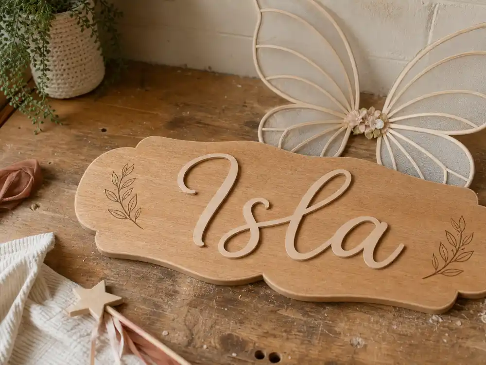 Nursery name plaque craft table for Halsey baby announcement 2025 — Ender Ridley Aydin name meaning and sci-fi tribute decor