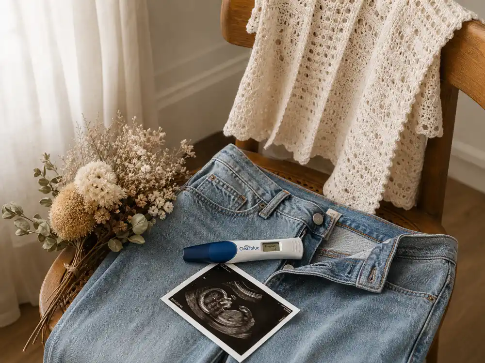Maternity crochet top flat lay for Halsey baby announcement 2025 — January 2021 Surprise reveal aesthetic fans still search in 2025