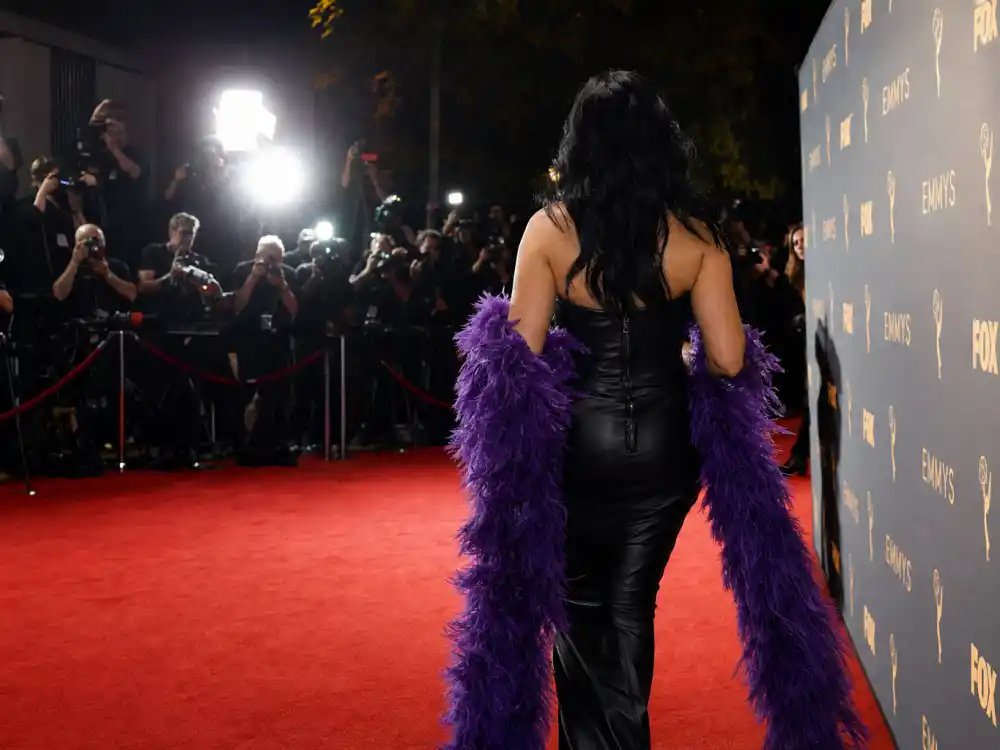 Hollywood Grammy Awards step-and-repeat flash photography framing Harry Styles Gucci dress Grammy history as a global gender-fluid fashion moment