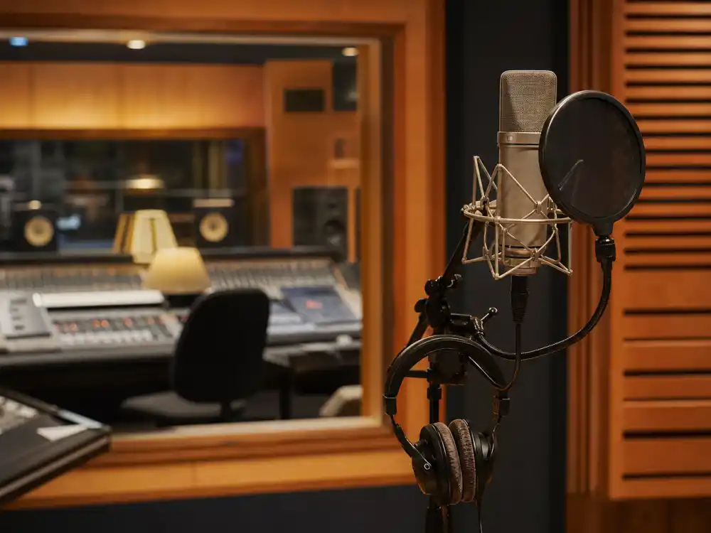 Recording studio microphone and headphones for Hilary Duff Metamorphosis pop music career peak
