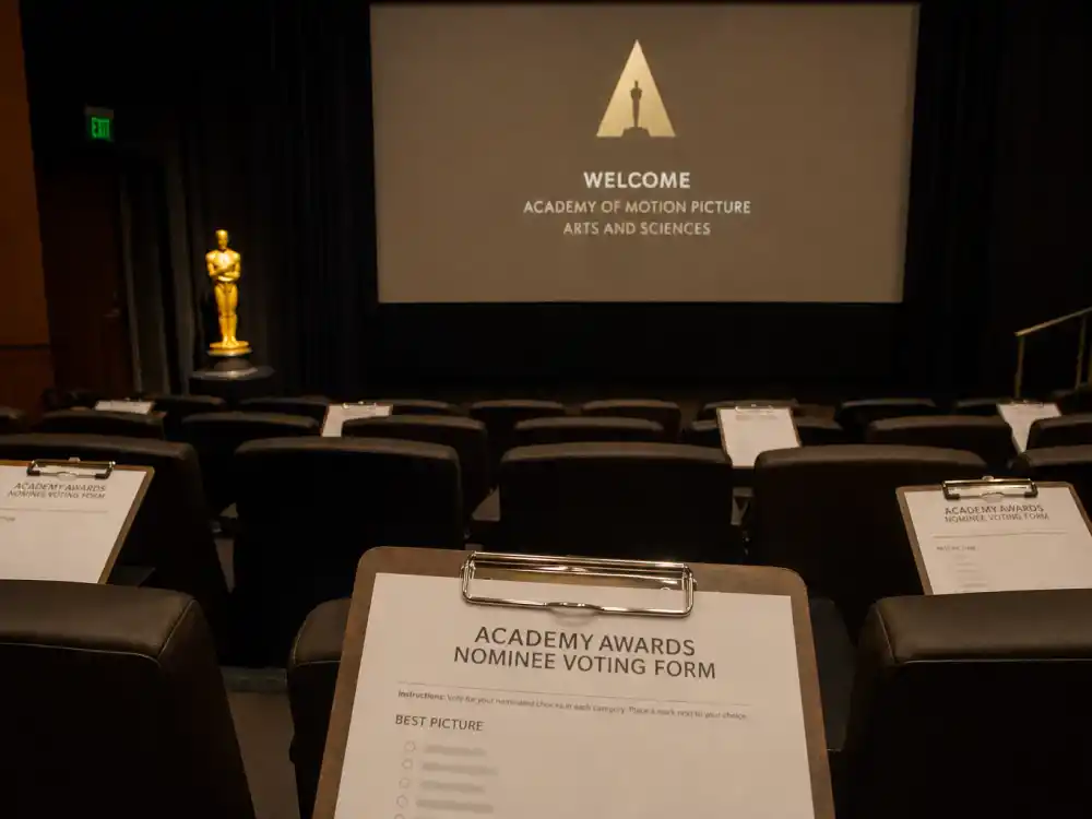 Screening room with branch voting ballots tied to how are Oscar winners chosen voting explained and Academy branch nomination rules
