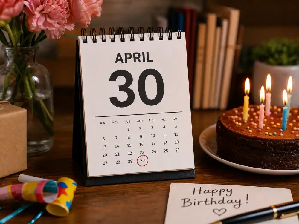 April 30 birthday calendar and candles marking how old is Ana de Armas each year when fans celebrate her Taurus birth date