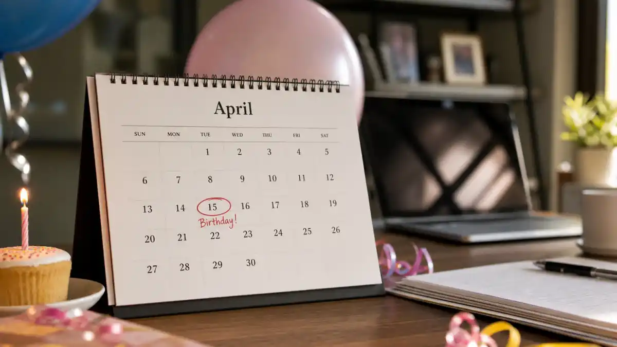 How old is Ana de Armas — desk calendar open to April with birthday decorations marking her Taurus birth date