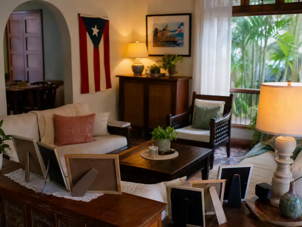 Puerto Rican family living room for how old is Bad Bunny roots context editorial without identifiable faces