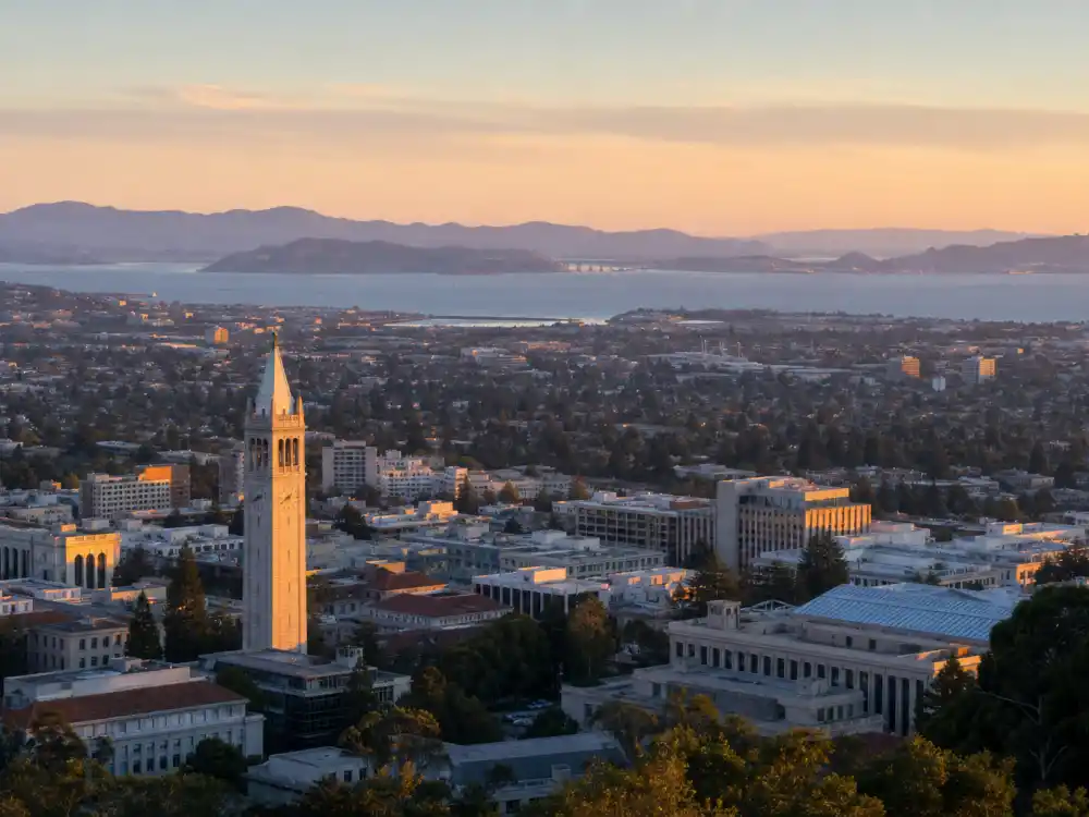 Berkeley California skyline evoking how old is Ben Affleck birthplace — the city where Benjamin Géza Affleck-Boldt was born on August 15, 1972