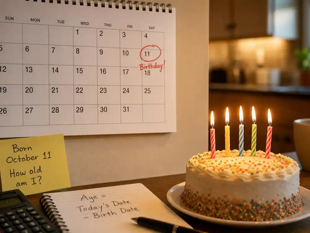 October 11 birthday calendar and candles marking how old is Cardi B each year when fans celebrate her Libra birth date