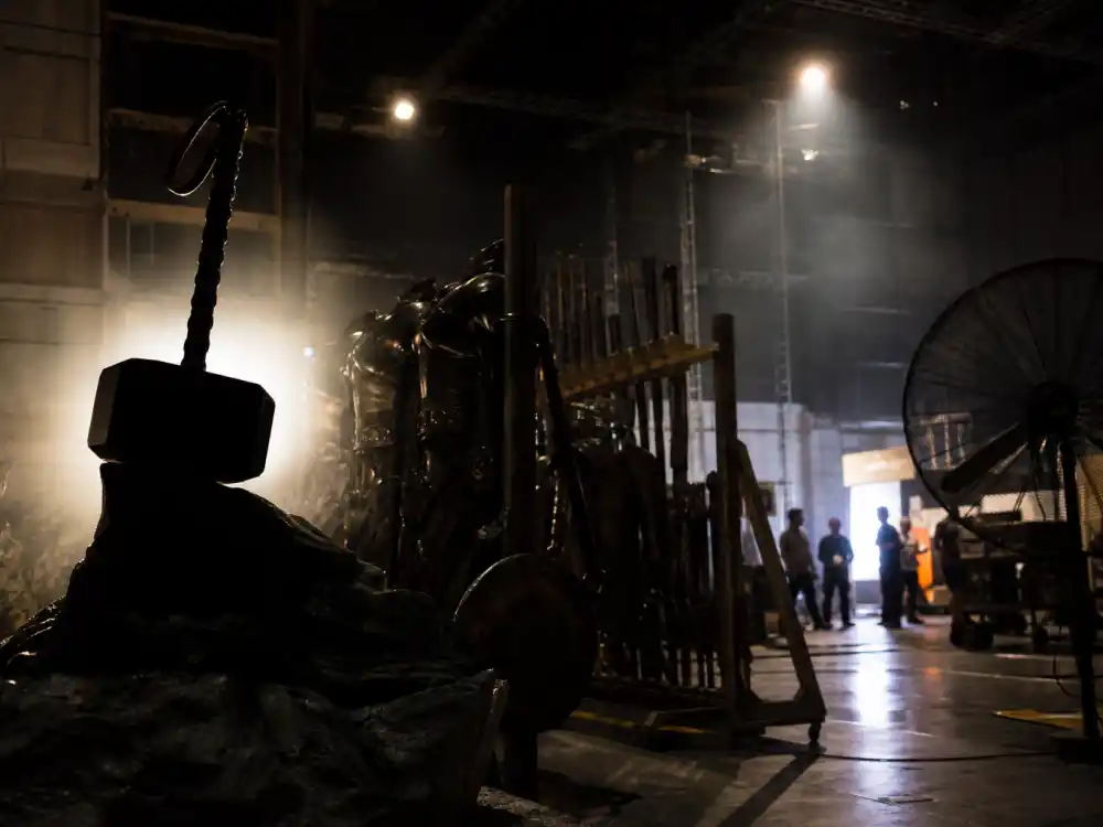 Film studio set reflecting how old is Chris Hemsworth career arc from Australian television roots to global blockbuster action franchise superstardom