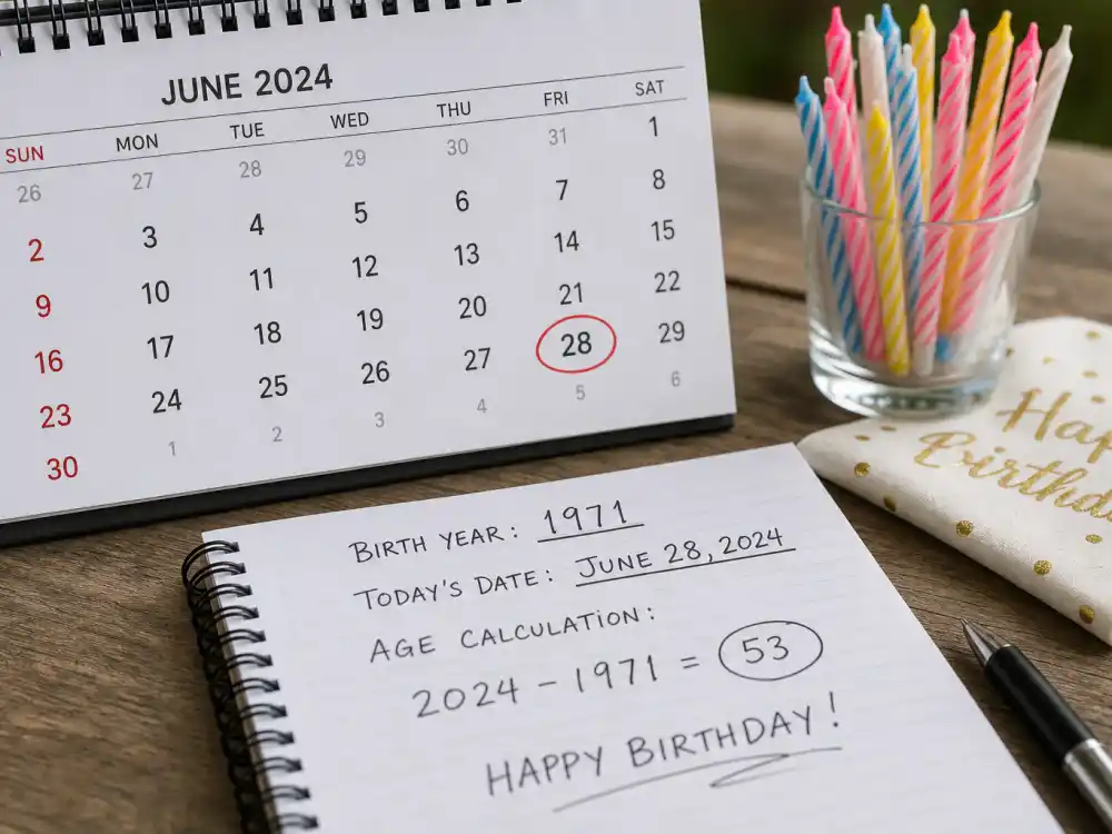 June 28 birthday calendar and candles marking how old is Elon Musk each year when fans celebrate his Cancer zodiac birth date