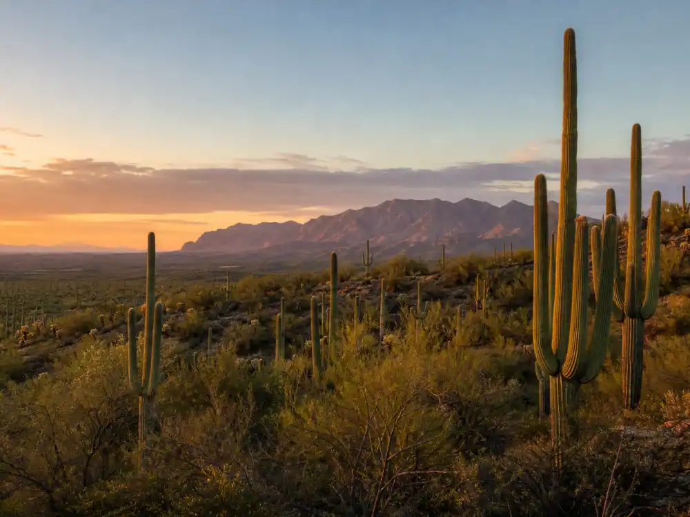 Tucson Arizona desert landscape evoking how old is Hailey Bieber birthplace — the city where Hailey Rhode Baldwin was born on November 22, 1996
