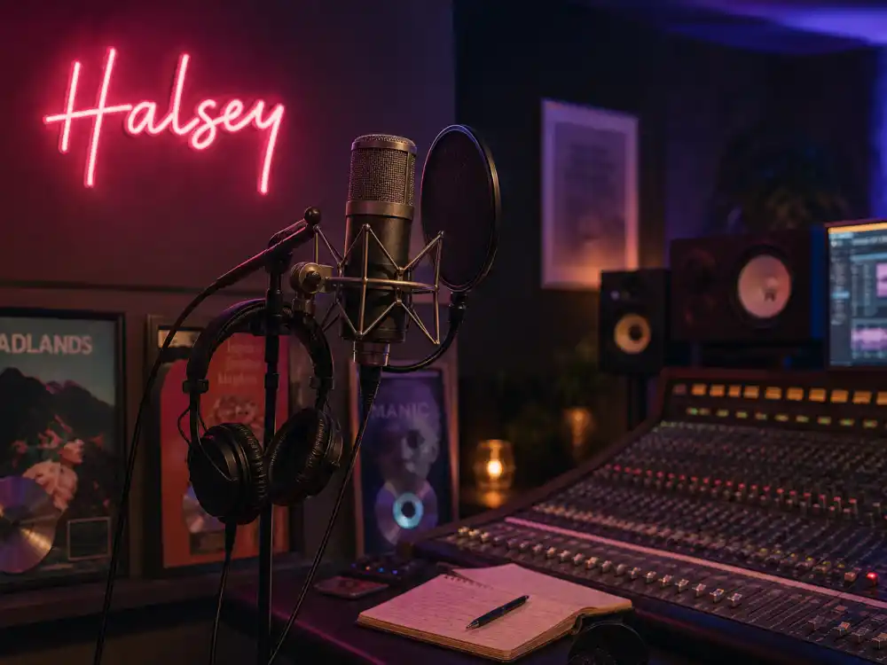 Pop recording studio reflecting how old is Halsey career arc from New Jersey bedroom uploads to Grammy-nominated chart-topping albums