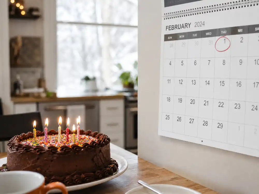 February 1 birthday calendar and candles marking how old is Harry Styles each year when fans celebrate his Aquarius birth date