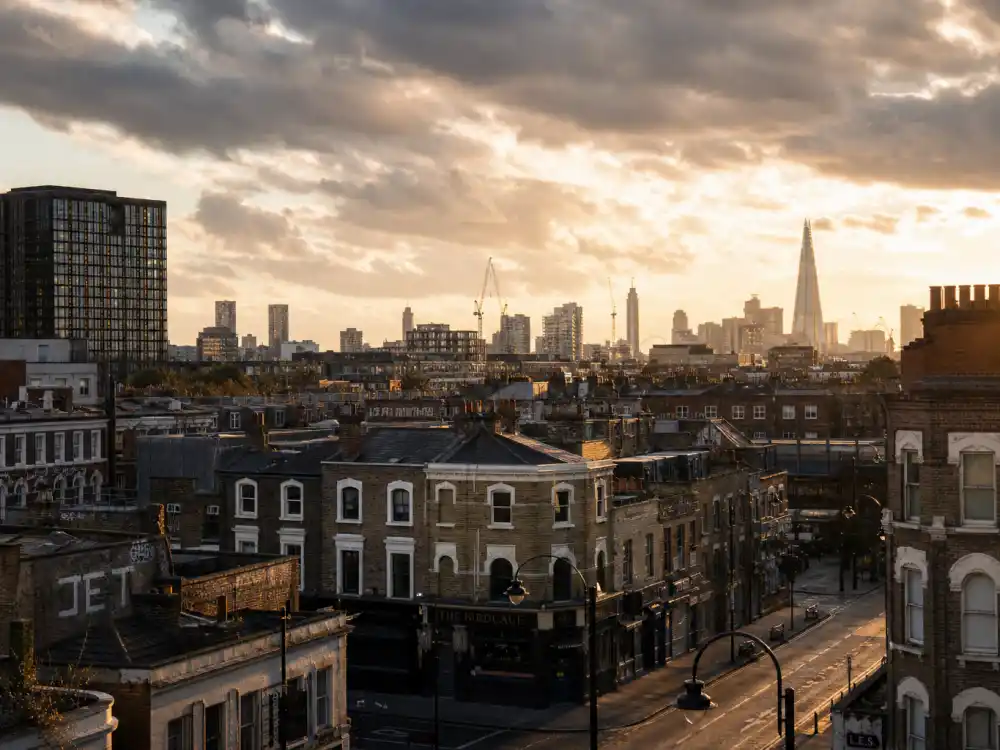 Hackney London streetscape evoking how old is Idris Elba birthplace — the East London borough where Idris Elba was born on September 6, 1972