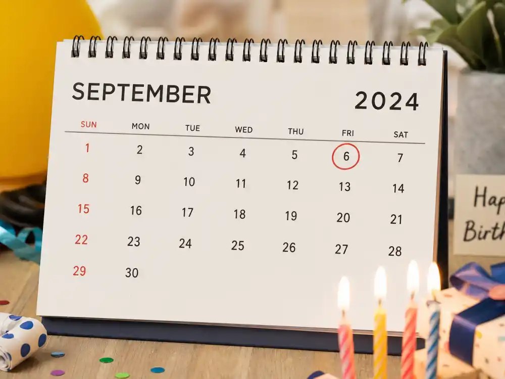September 6 birthday calendar and candles marking how old is Idris Elba each year when fans celebrate his Virgo birth date