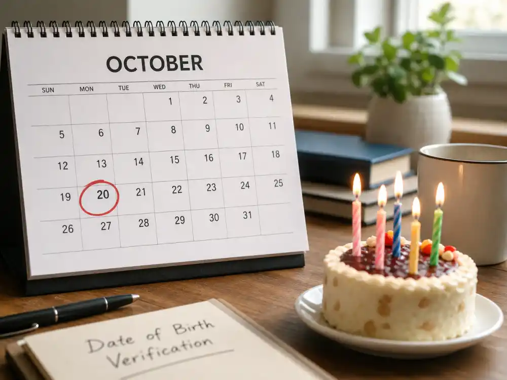 October 20 birthday calendar and candles marking how old is John Krasinski each year when fans celebrate his Libra birth date