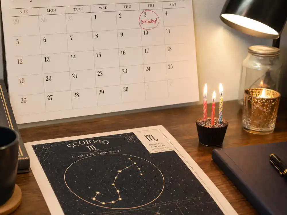 November 3 birthday calendar and candles marking how old is Kendall Jenner each year when fans celebrate her Scorpio birth date