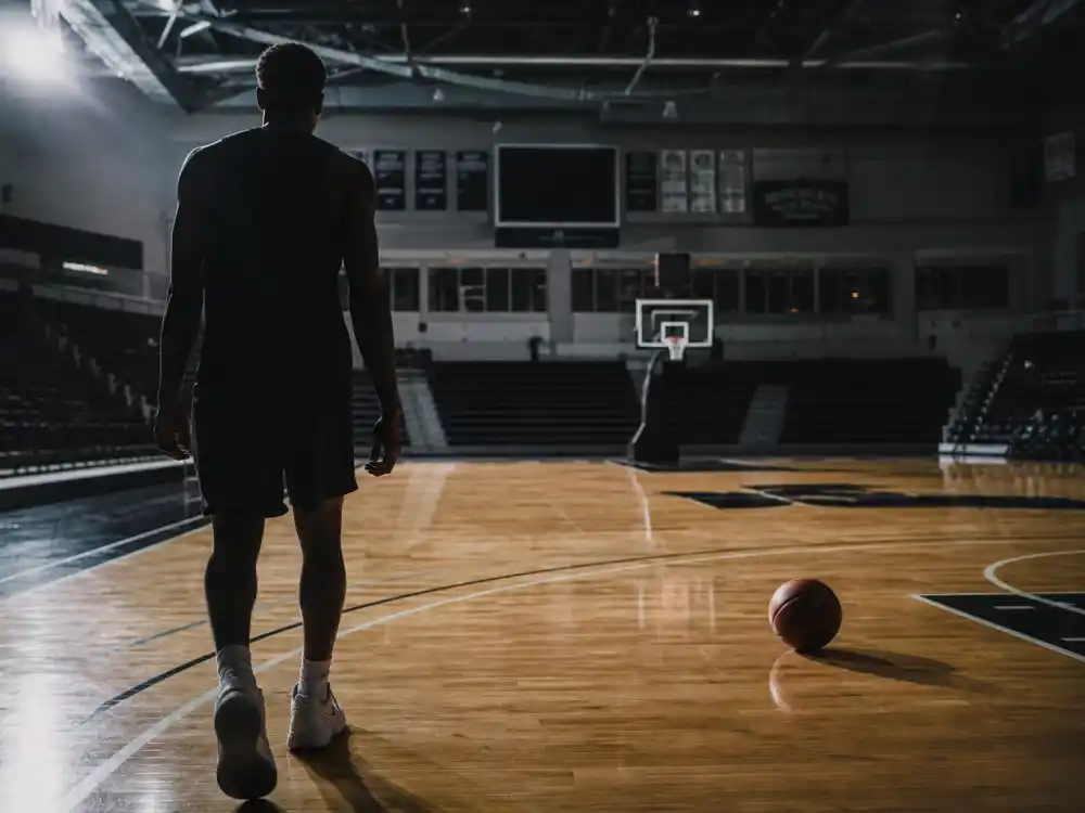 Basketball gym training setup reflecting how old is Kevin Durant career arc from Maryland high school prodigy to NBA scoring champion and Finals MVP