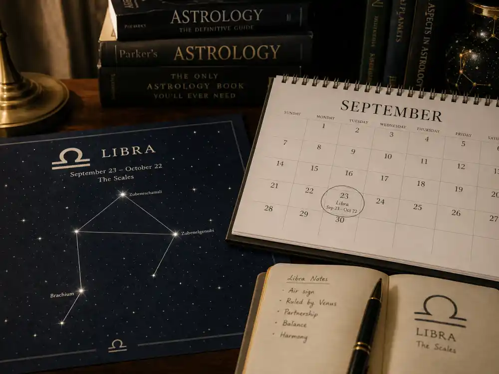 Libra zodiac chart beside September calendar for how old is Kevin Durant — September 29 birth date places him under the Libra sign in Western astrology
