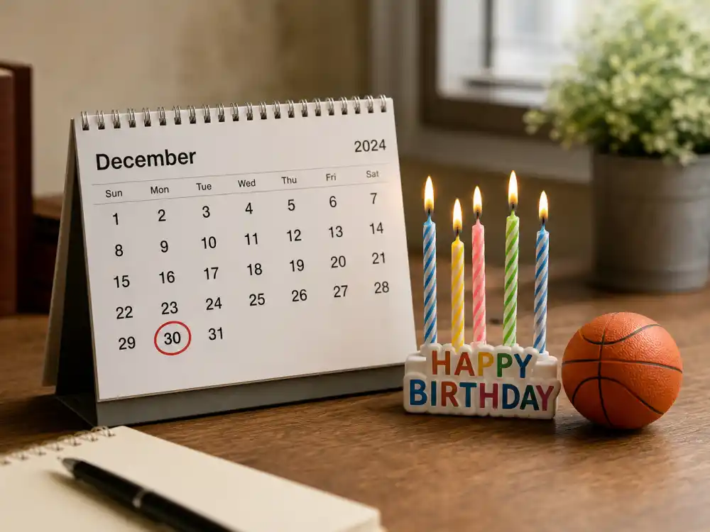 December 30 birthday calendar and candles marking how old is LeBron James each year when fans celebrate his Capricorn birth date