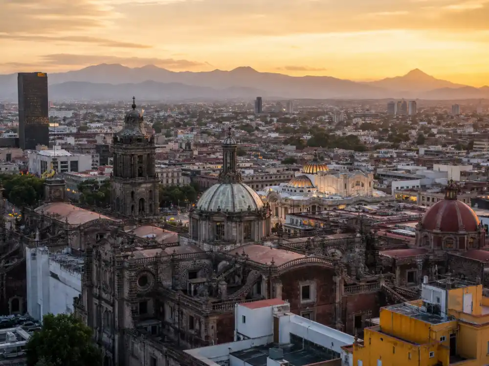 Mexico City skyline evoking how old is Lupita Nyongo birthplace — the city where Lupita Amondi Nyong'o was born on March 1, 1983