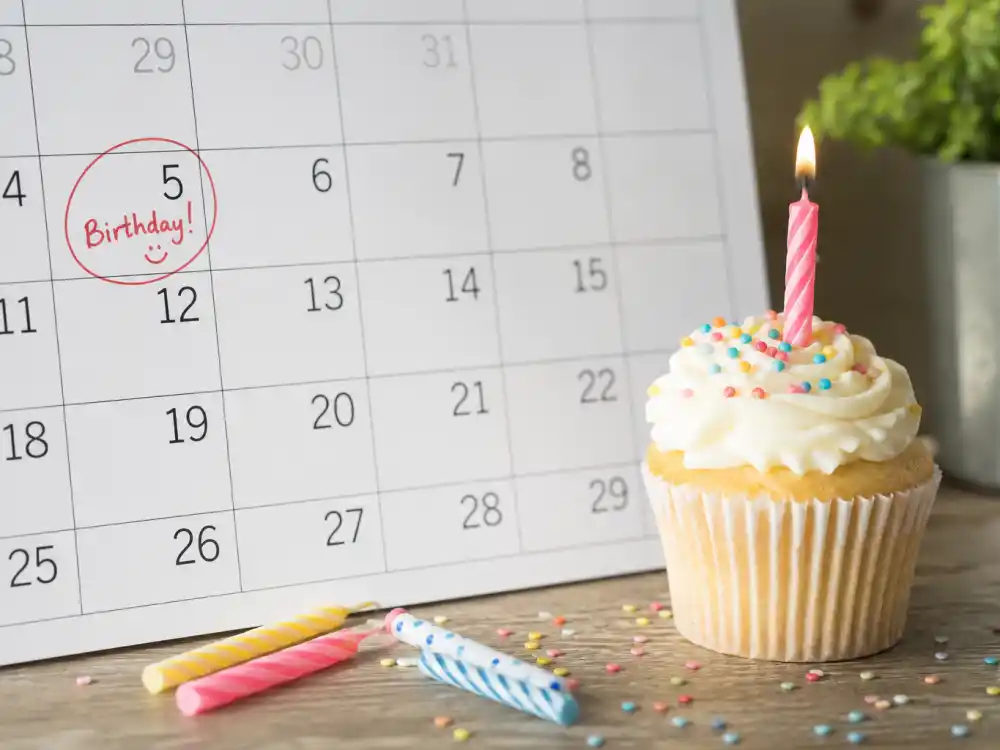 June 5 birthday calendar and candles marking how old is Mark Wahlberg each year when fans celebrate his Gemini birth date
