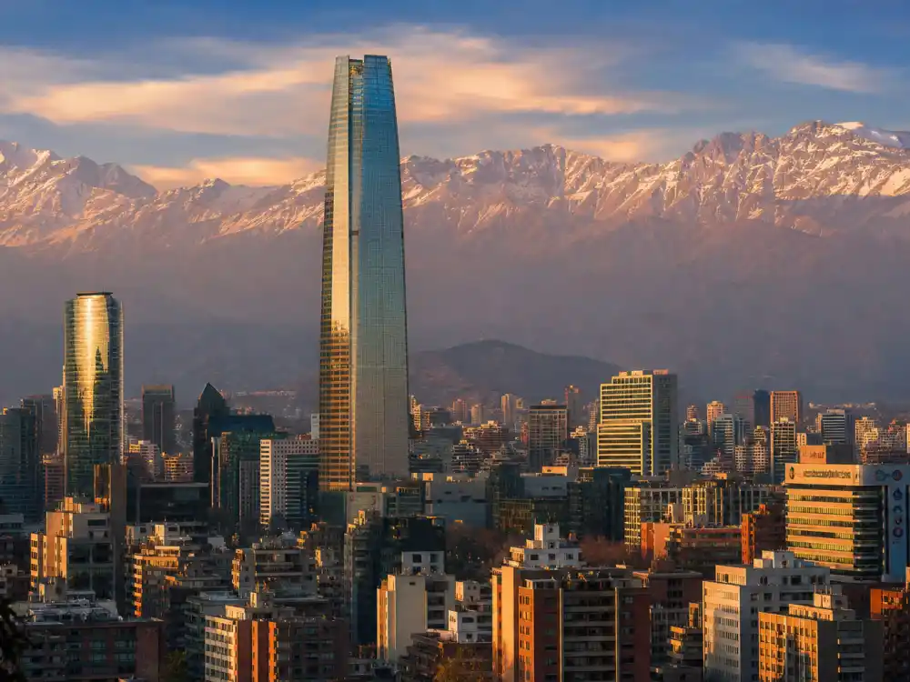 Santiago Chile skyline evoking how old is Pedro Pascal birthplace — the capital city where José Pedro Balmaceda Pascal was born on April 2, 1975