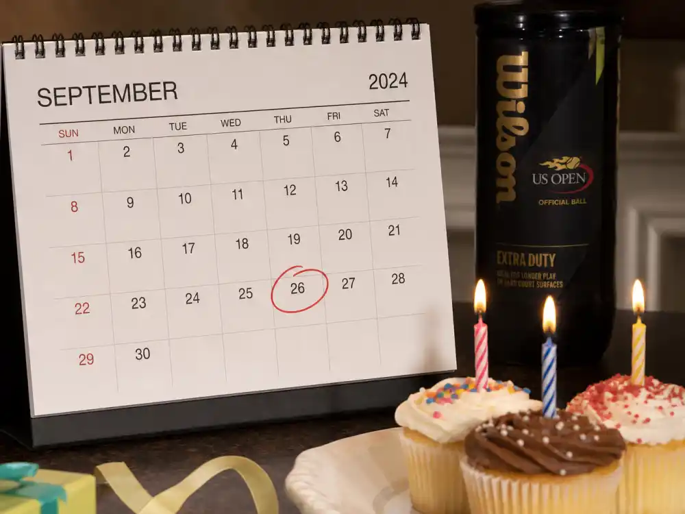 September 26 birthday calendar and candles marking how old is Serena Williams each year when fans celebrate her Libra birth date