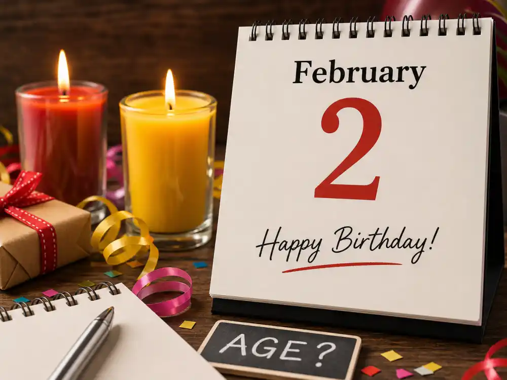 February 2 birthday calendar and candles marking how old is Shakira each year when fans celebrate her Aquarius birth date