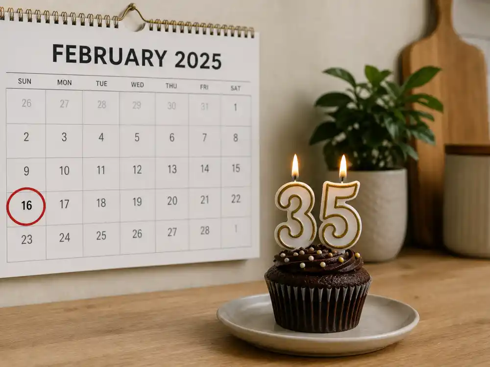 February 16 birthday calendar and candles marking how old is The Weeknd each year when fans celebrate his Aquarius birth date
