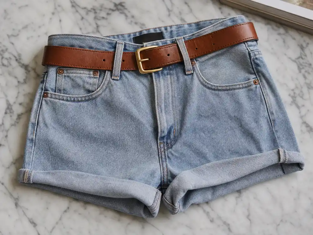 High-waisted light wash denim shorts defining how to dress like Taylor Swift casual vintage summer silhouette