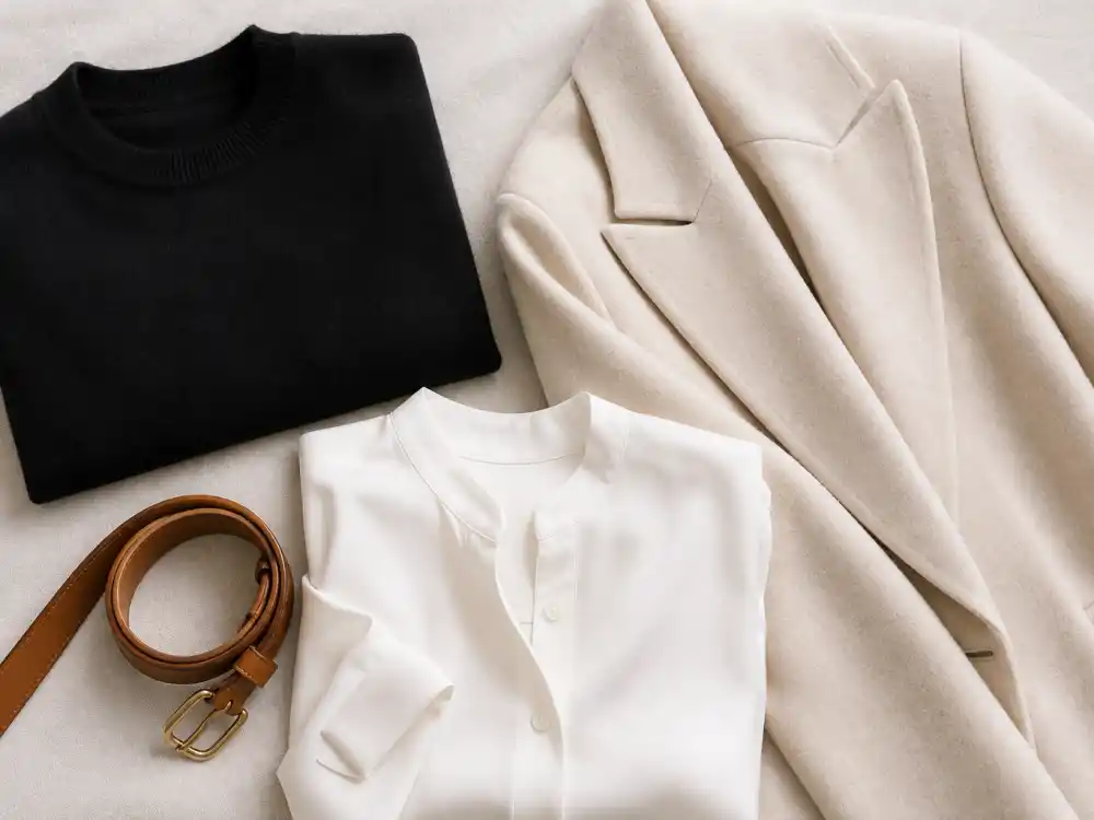 Black white and camel neutral palette behind how to dress like Victoria Beckham chic style monochrome discipline