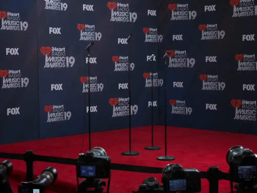 Awards show press wall where iHeartRadio Music Awards 2026 winners faced cameras after the Dolby Theatre telecast