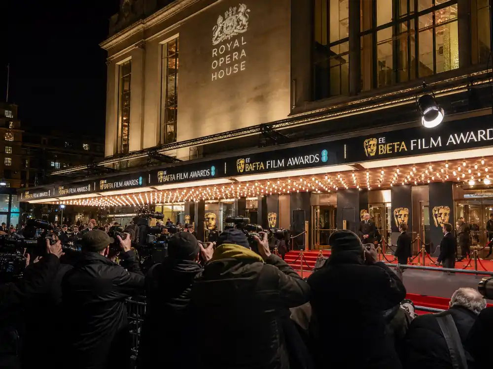 EE BAFTA Film Awards London venue for international award shows Americans should know — Royal Festival Hall ceremony night exterior with red carpet
