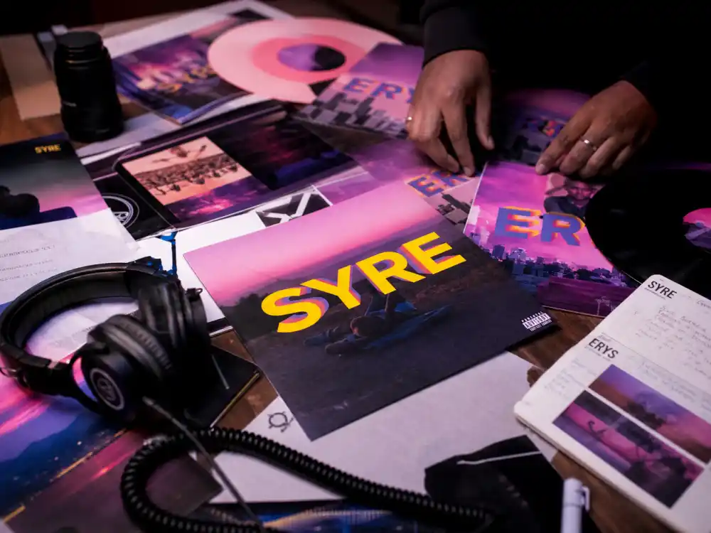 SYRE and ERYS album era mood board for Jaden Smith nepo baby music career studio releases editorial without identifiable faces