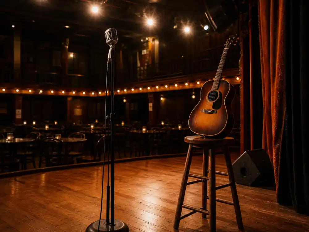 A Nashville recording studio with vintage microphone symbolizing Jamie Lynn Spears country music career after Nickelodeon