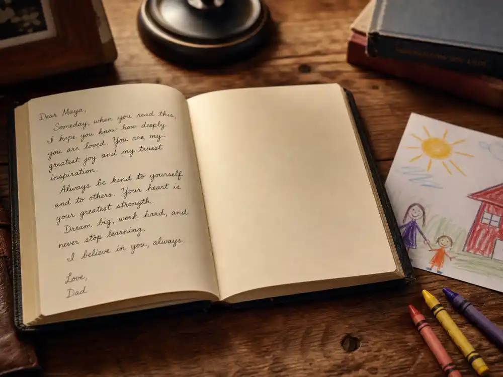 Letter and journal on desk for Jay Z fatherhood quotes and parenting style — 4:44 Legacy verbal will theme with Blue Ivy asking Daddy what is a will