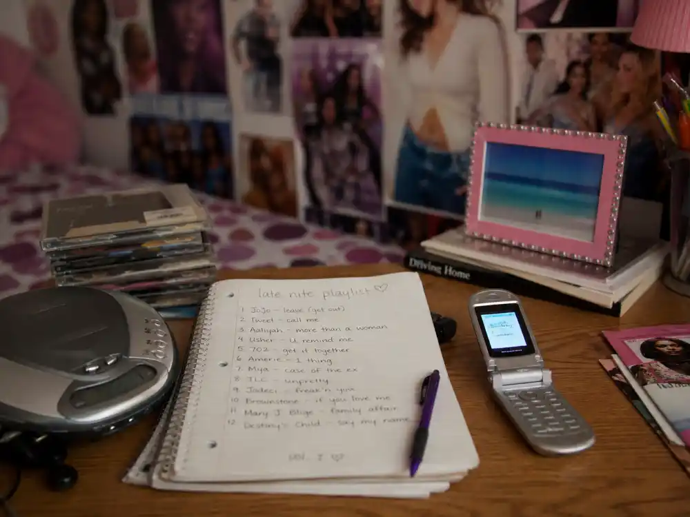 Y2K bedroom CD player setup for JoJo singer Leave Get Out and Baby Its You radio era