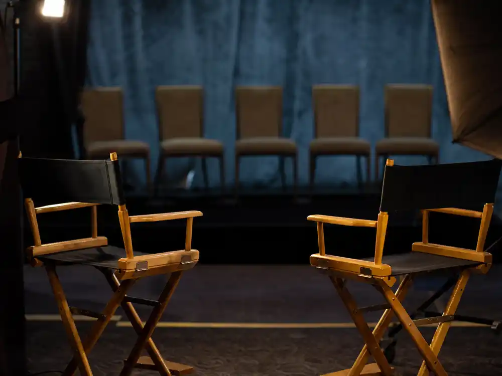 A documentary reunion panel setup for Judd Nelson Brats documentary and Brat Pack legacy 2024