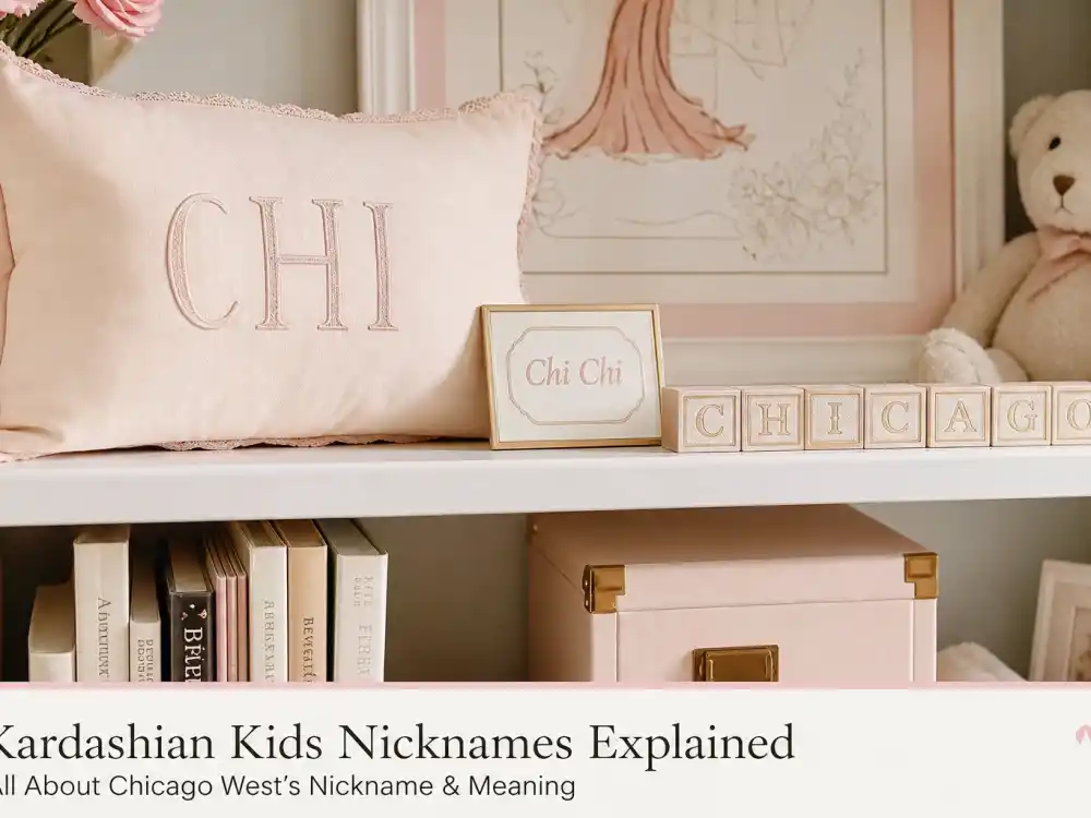 CHI monogram pillow and Chi Chi plaque for Kardashian kids nicknames explained — Chicago West verified Instagram nickname per Kim Kardashian