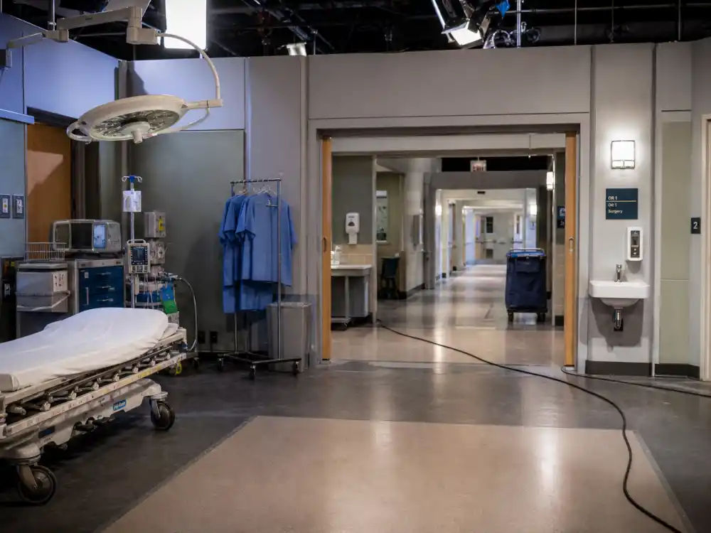 An empty hospital medical-drama TV set like the one where Katherine Heigl broke out on Grey's Anatomy