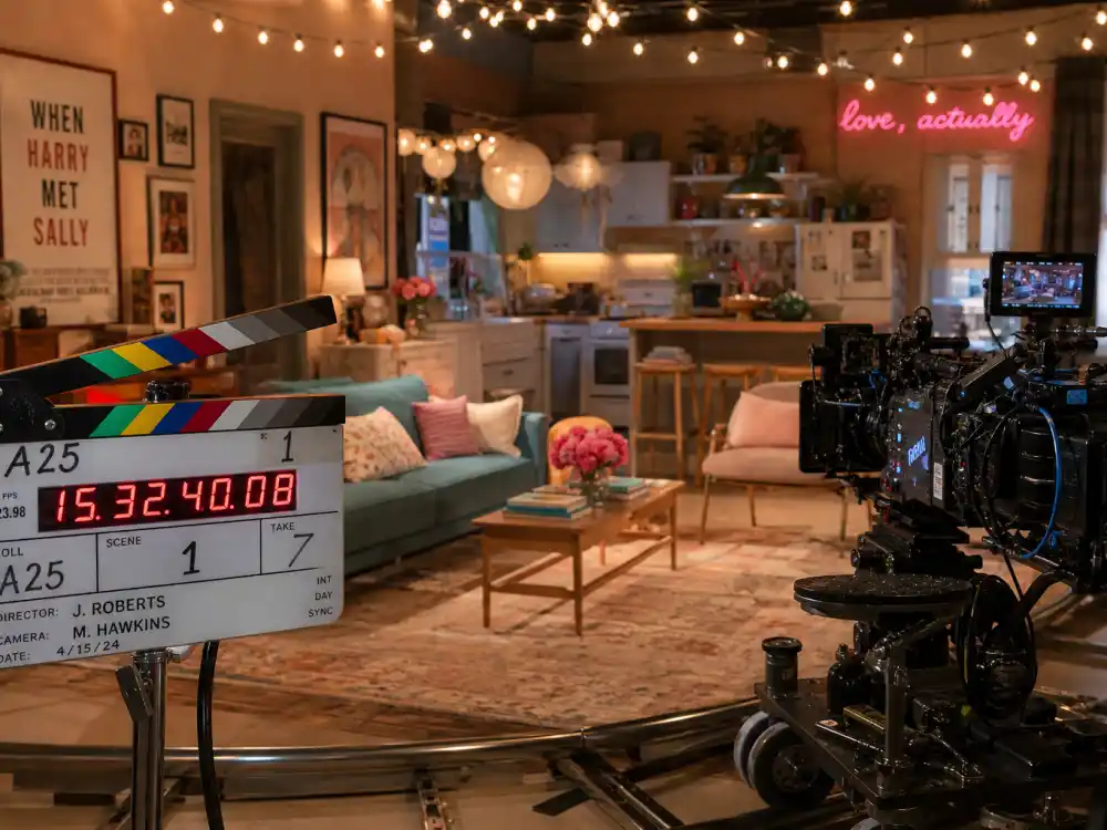 A romantic comedy film set representing the Katherine Heigl movie peak in Knocked Up and 27 Dresses