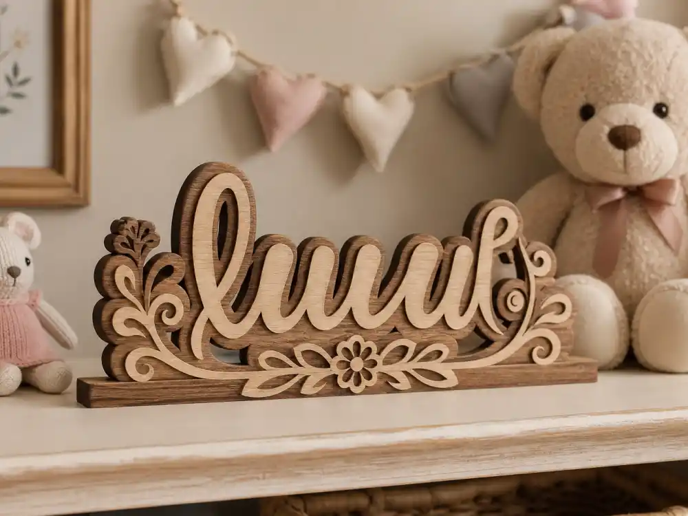 Vintage nursery name plaque for Keke Palmer pregnancy baby announcement — Leodis Andrellton Jackson name decode fans searched after birth post