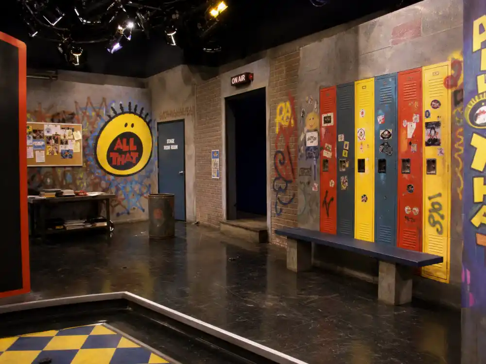 Colorful 1990s All That sketch comedy TV studio for where is Kel Mitchell now before Kenan and Kel stardom