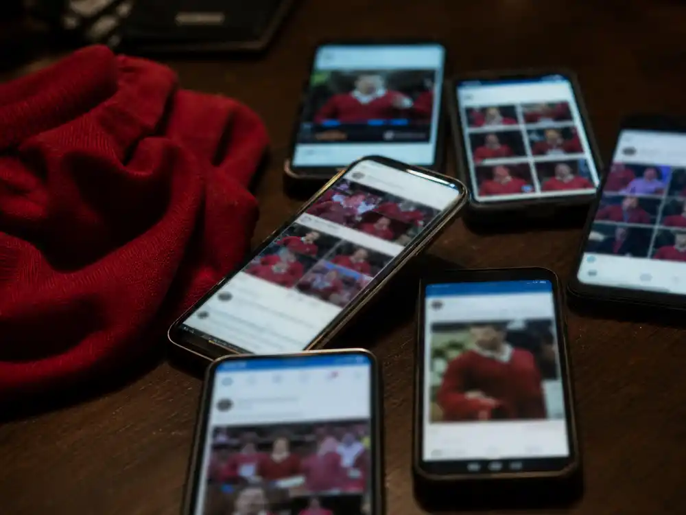 Smartphones sharing the Ken Bone red sweater meme after what happened to Ken Bone went viral