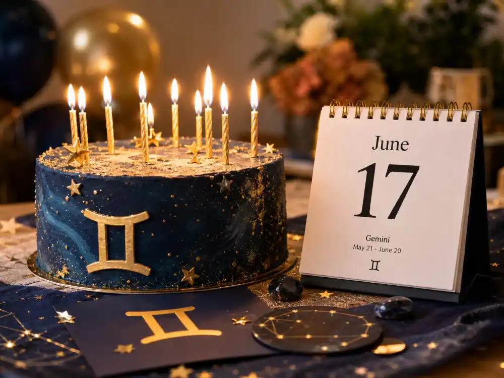 June 17 birthday cake and calendar marking Kendrick Lamar age and birthday 2026 each year when fans celebrate his Gemini birth date